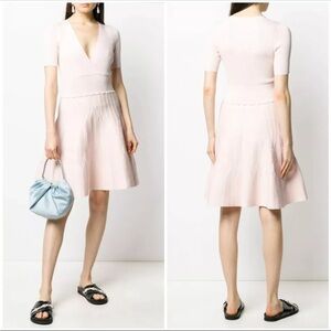 Sandro Esmera Baby Pink Wrap Effect Knit Dress Size 42
